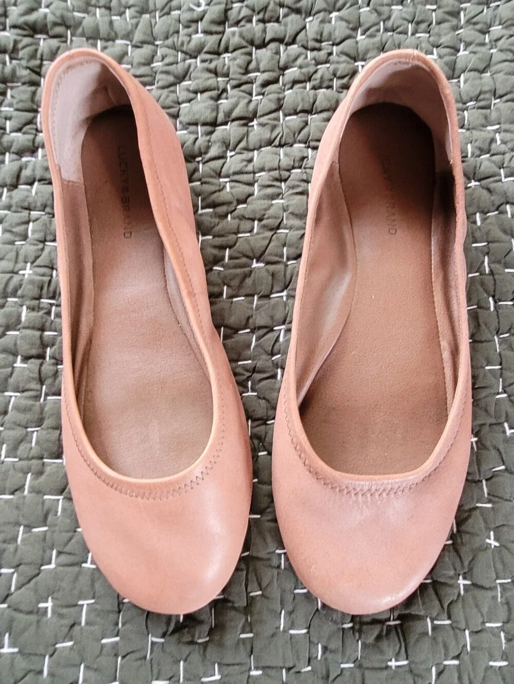 Lucky Brand Women's Tan Leather Ballet Flats-Size 8